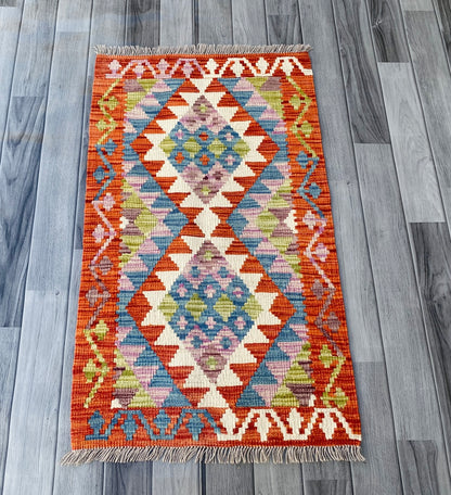 Handmade Afghan Chobi Kilim Rug 100 CM x 59 CM ( SS # 42 )