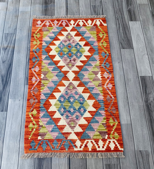 Handmade Afghan Chobi Kilim Rug 100 CM x 59 CM ( SS # 42 )