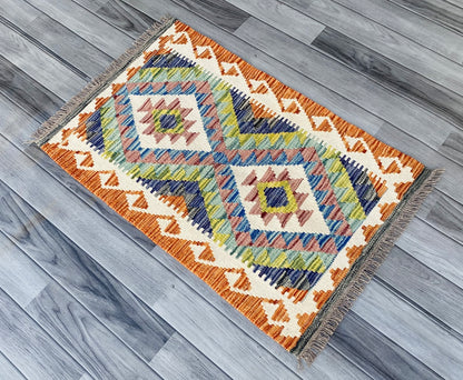Handmade Afghan Chobi Kilim Rug 93 CM x 60 CM ( SS # 41 )