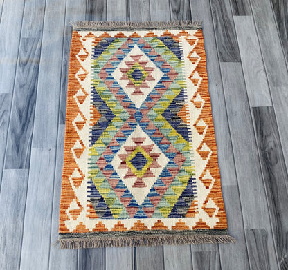 Handmade Afghan Chobi Kilim Rug 93 CM x 60 CM ( SS # 41 )