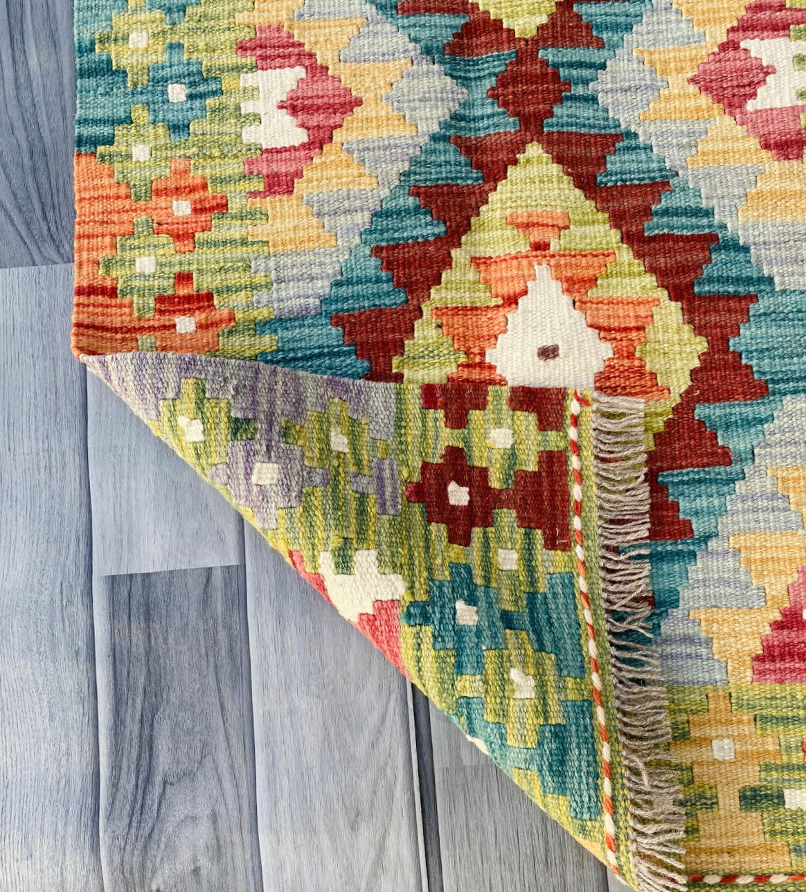 Handmade Afghan Chobi Kilim Rug 90 CM x 58 CM ( SS # 39 )
