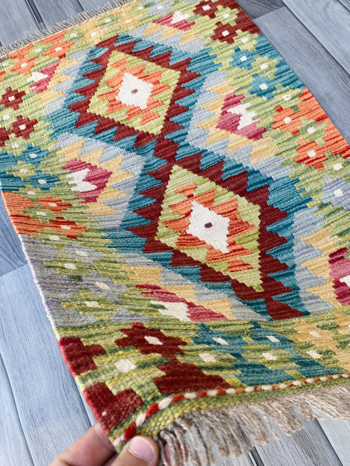 Handmade Afghan Chobi Kilim Rug 90 CM x 58 CM ( SS # 39 )