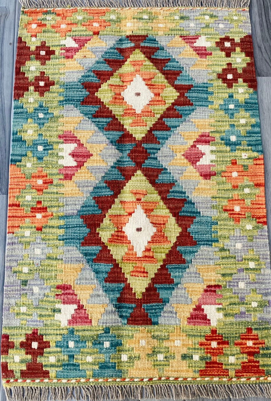 Handmade Afghan Chobi Kilim Rug 90 CM x 58 CM ( SS # 39 )