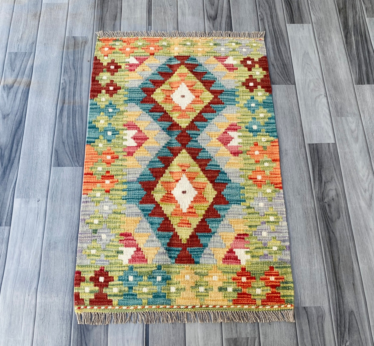 Handmade Afghan Chobi Kilim Rug 90 CM x 58 CM ( SS # 39 )