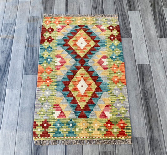 Handmade Afghan Chobi Kilim Rug 90 CM x 58 CM ( SS # 39 )