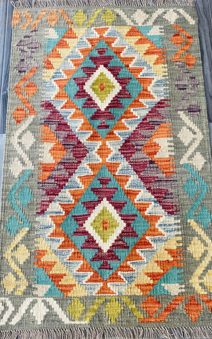 Handmade Afghan Chobi Kilim Rug 94 CM x 58 CM ( SS # 38 )