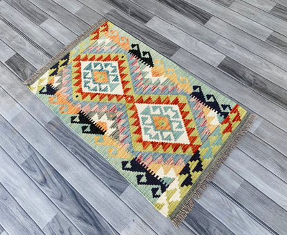 Handmade Afghan Chobi Kilim Rug 96 CM x 59 CM ( SS # 37 )