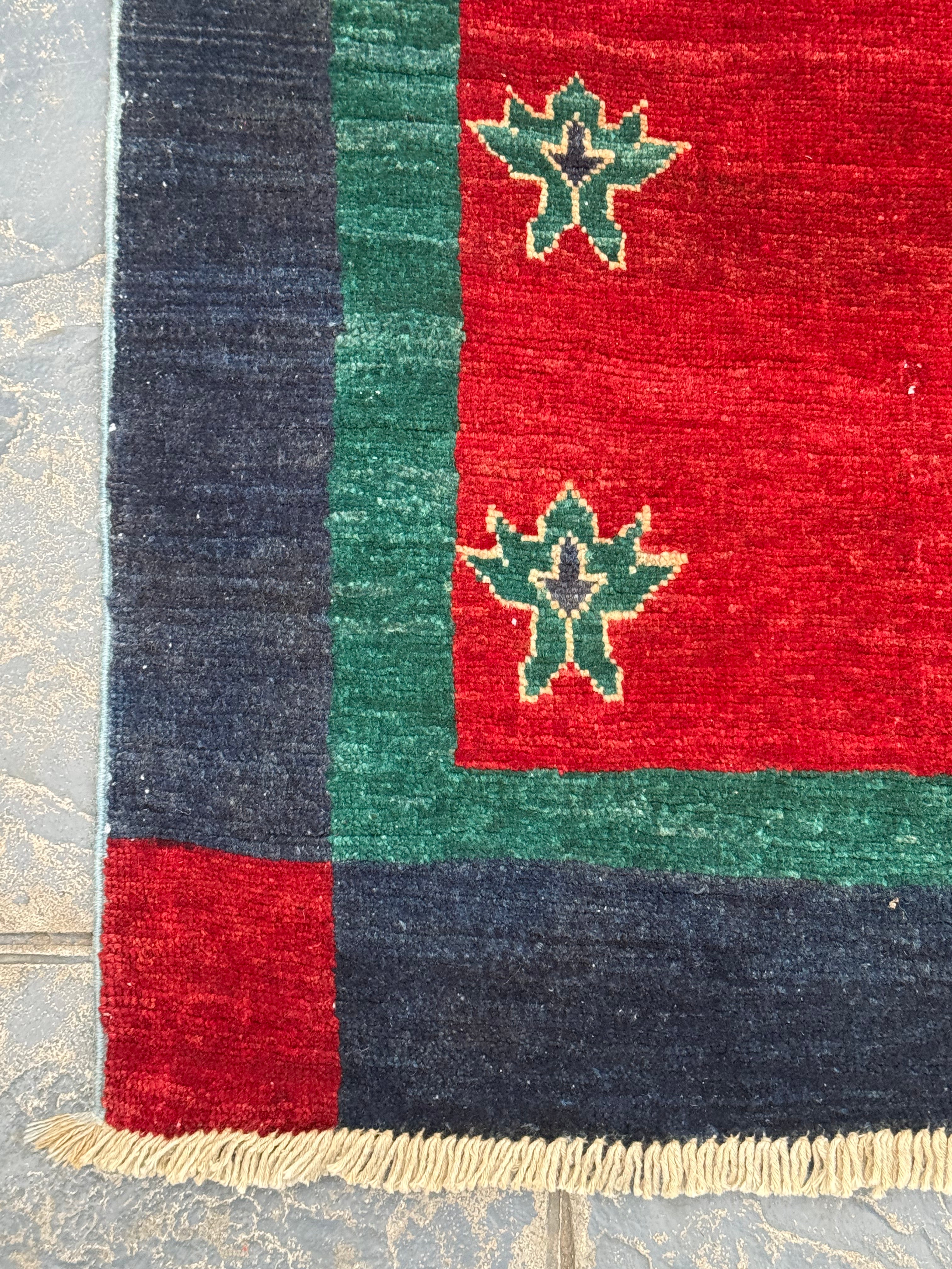 Handmade Afghan Red Gabbeh Rug, 300 x 194 CM