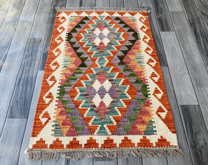 Handmade Afghan Chobi Kilim Rug 90 CM x 60 CM ( SS # 28 ).