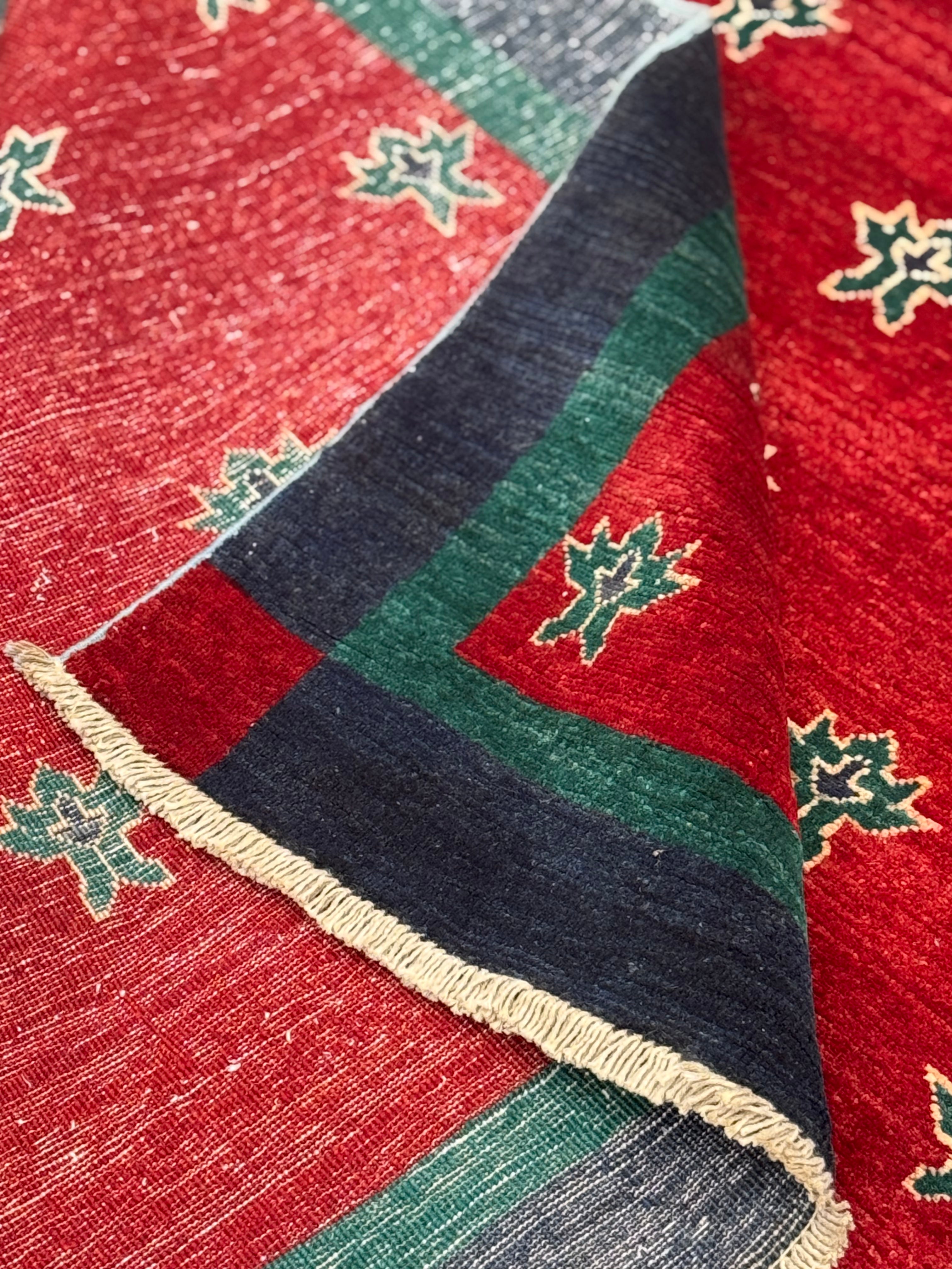 Handmade Afghan Red Gabbeh Rug, 300 x 194 CM