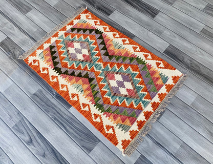 Handmade Afghan Chobi Kilim Rug 90 CM x 60 CM ( SS # 28 ).
