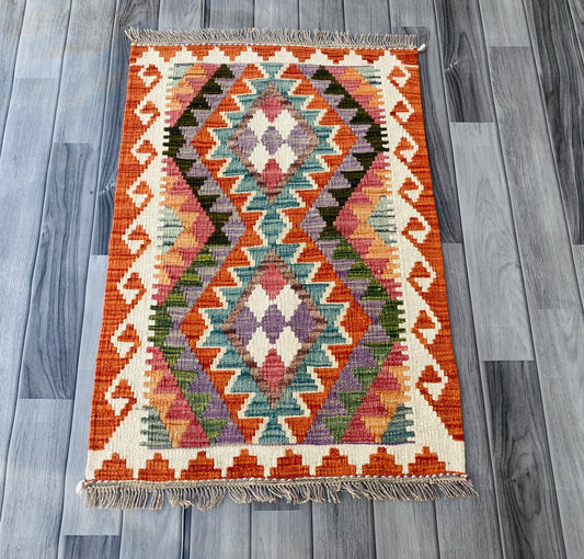 Handmade Afghan Chobi Kilim Rug 90 CM x 60 CM ( SS # 28 ).