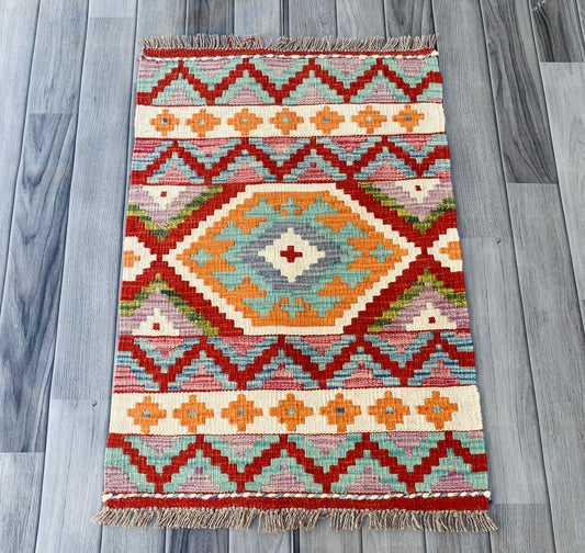 Handmade Afghan Chobi Kilim Rug 85 CM x 60 CM ( SS # 27 ).