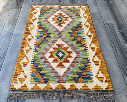 Handmade Afghan Chobi Kilim Rug 90 CM x 60 CM ( SS # 25 ).