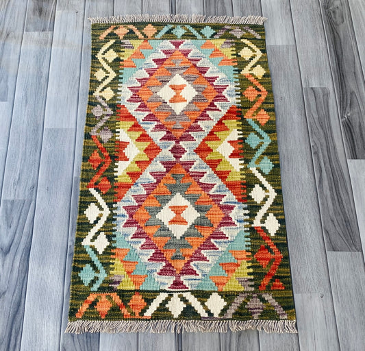 Handmade Afghan Chobi Kilim Rug 90 CM x 60 CM ( SS # 24 ).