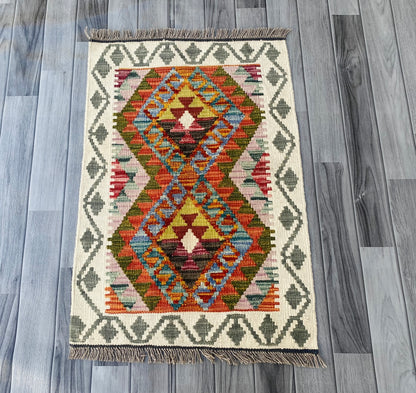 Handmade Afghan Chobi Kilim Rug 90 CM x 60 CM ( SS # 23 ).