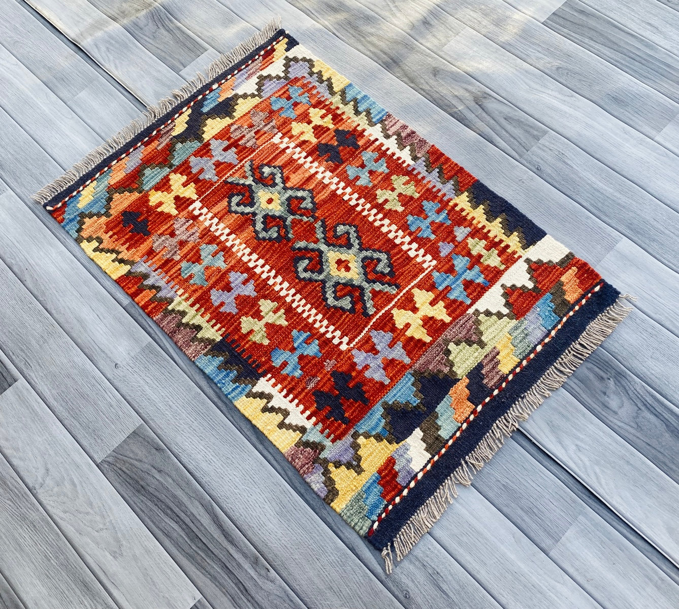 Handmade Afghan Chobi Kilim Rug 85 CM x 60 CM ( SS # 22 )