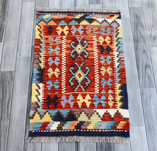 Handmade Afghan Chobi Kilim Rug 85 CM x 60 CM ( SS # 22 )