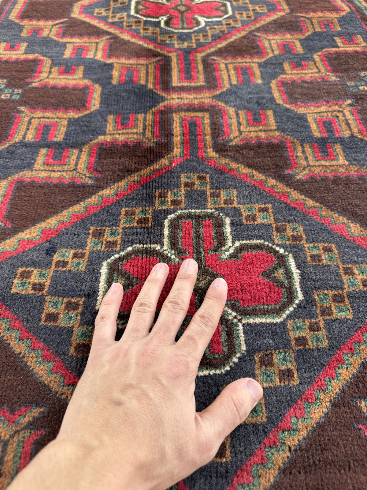 Handmade Traditional Afghan Balochi Rug 119 CM x 110 CM SK#1482