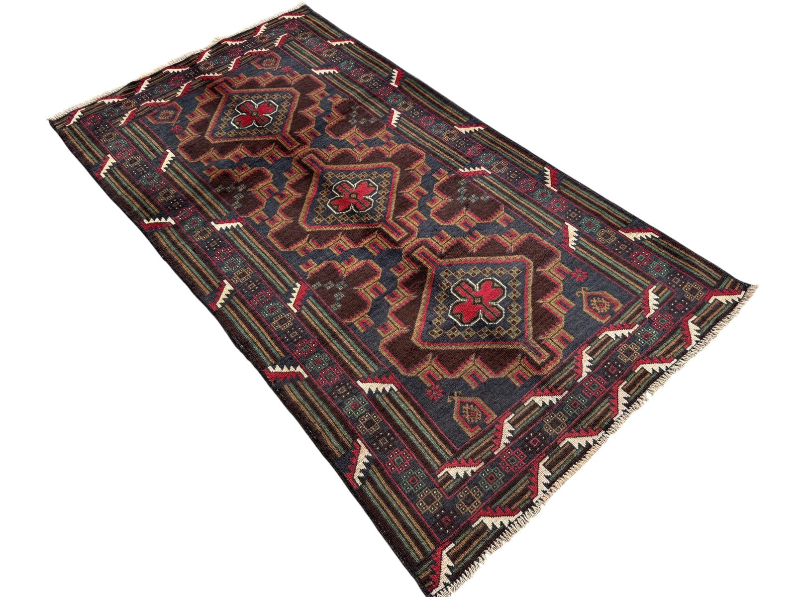 Handmade Traditional Afghan Balochi Rug 119 CM x 110 CM SK#1482