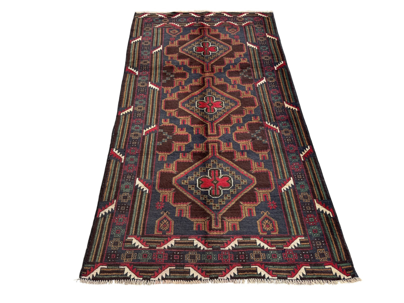 Handmade Traditional Afghan Balochi Rug 119 CM x 110 CM SK#1482