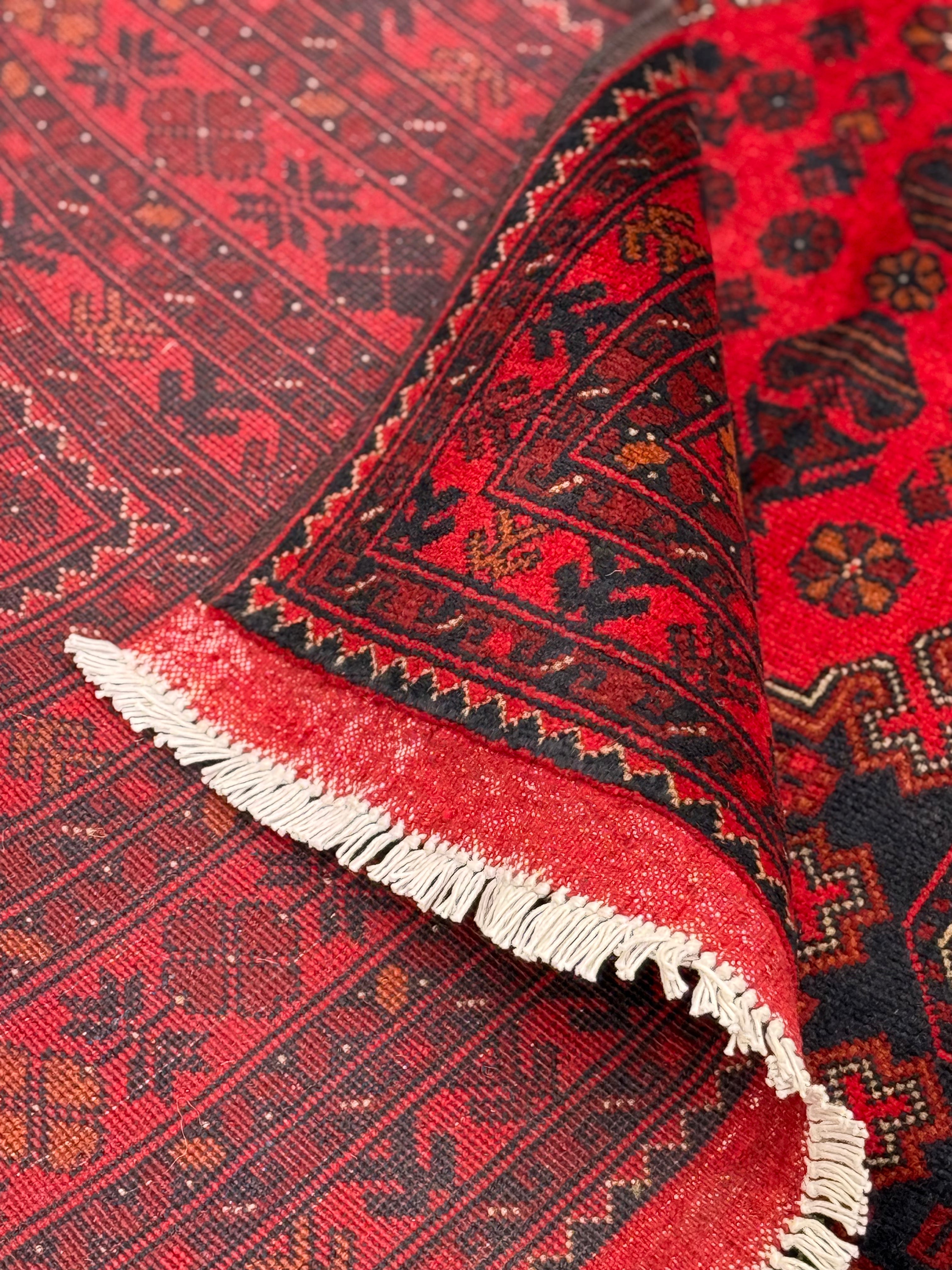 Handmade Afghan Red Khaal Rug, 298 x 198 CM