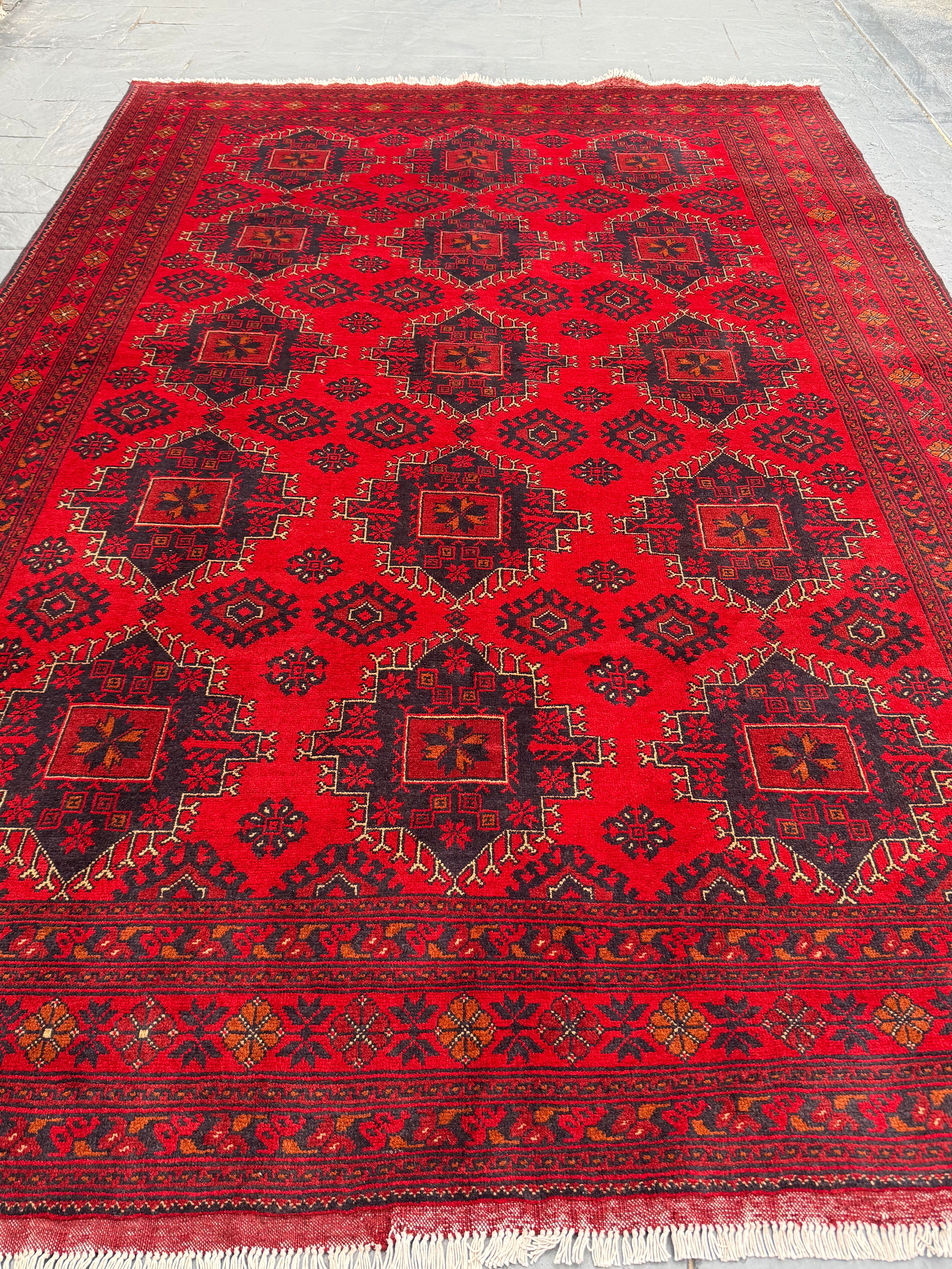 Handmade Afghan Red Khaal Rug, 298 x 198 CM