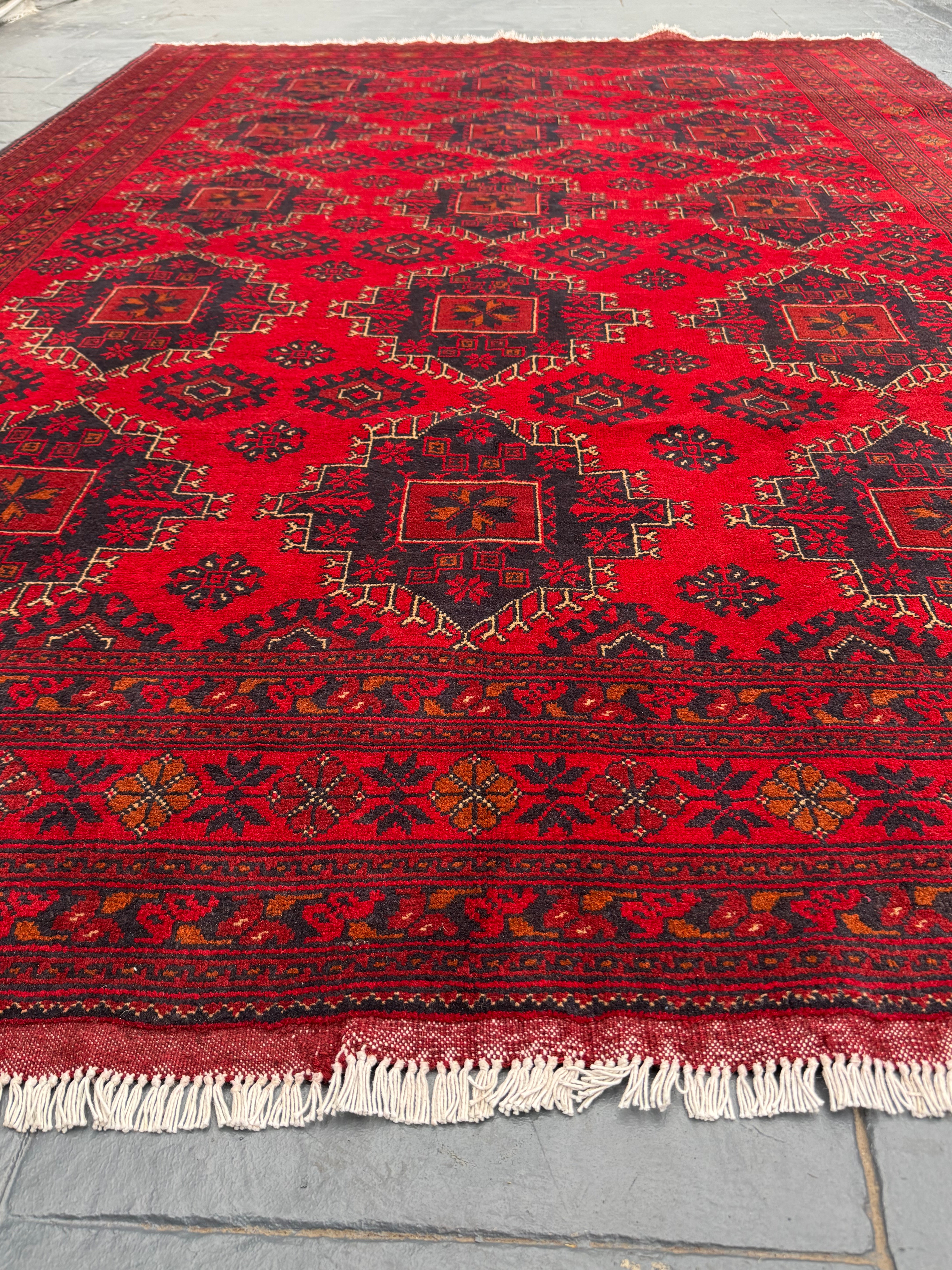 Handmade Afghan Red Khaal Rug, 298 x 198 CM
