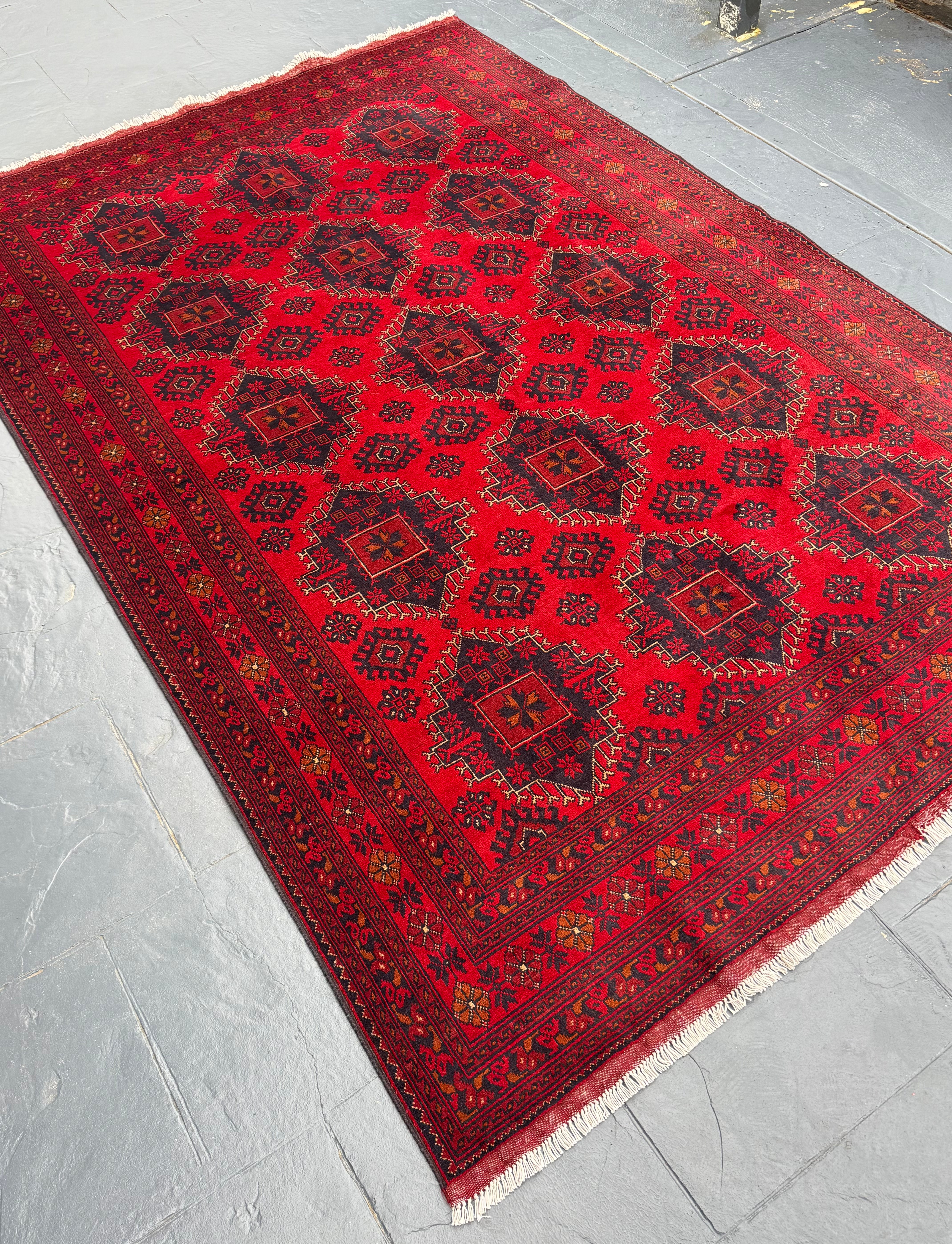 Handmade Afghan Red Khaal Rug, 298 x 198 CM