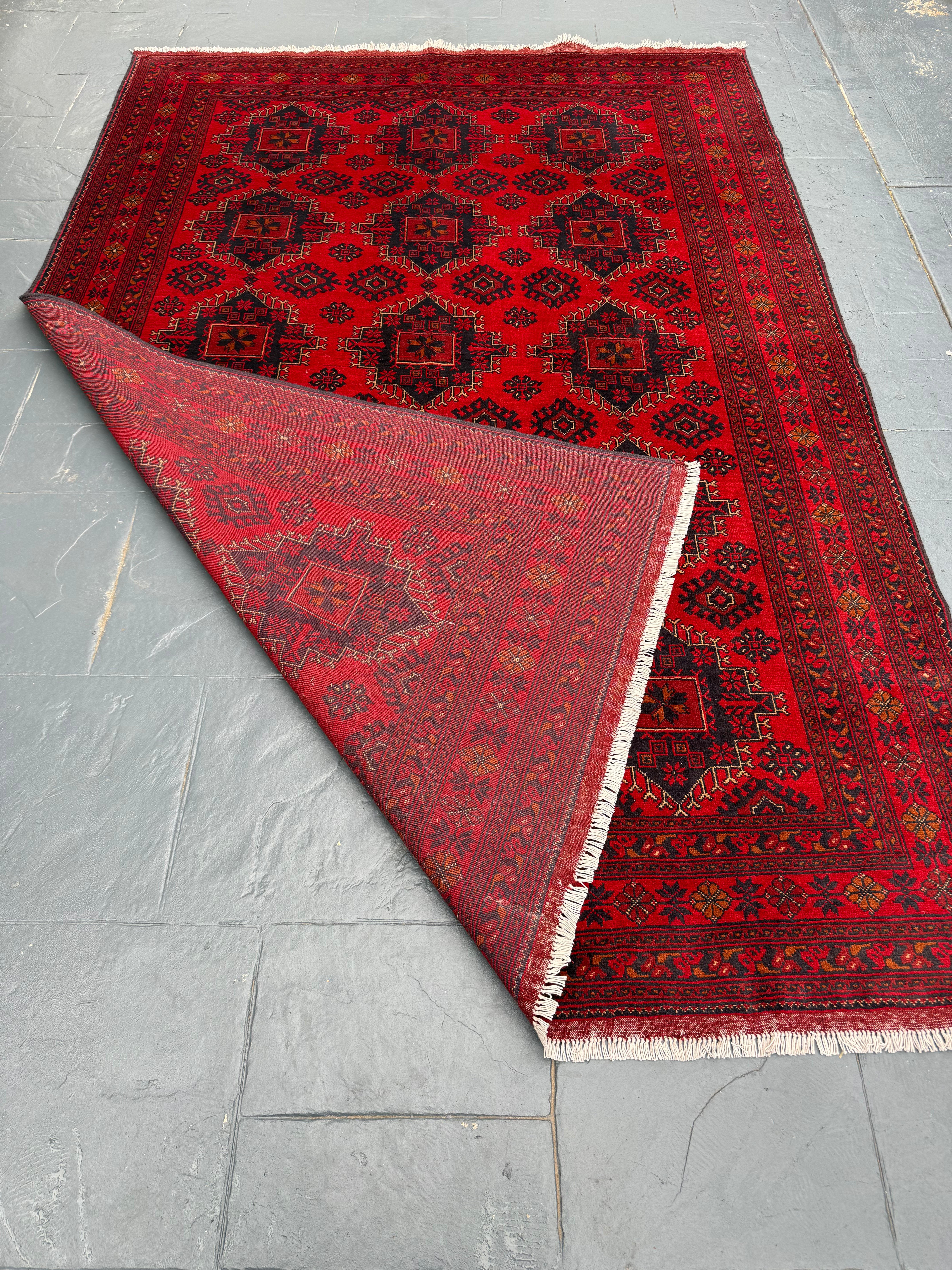 Handmade Afghan Red Khaal Rug, 298 x 198 CM