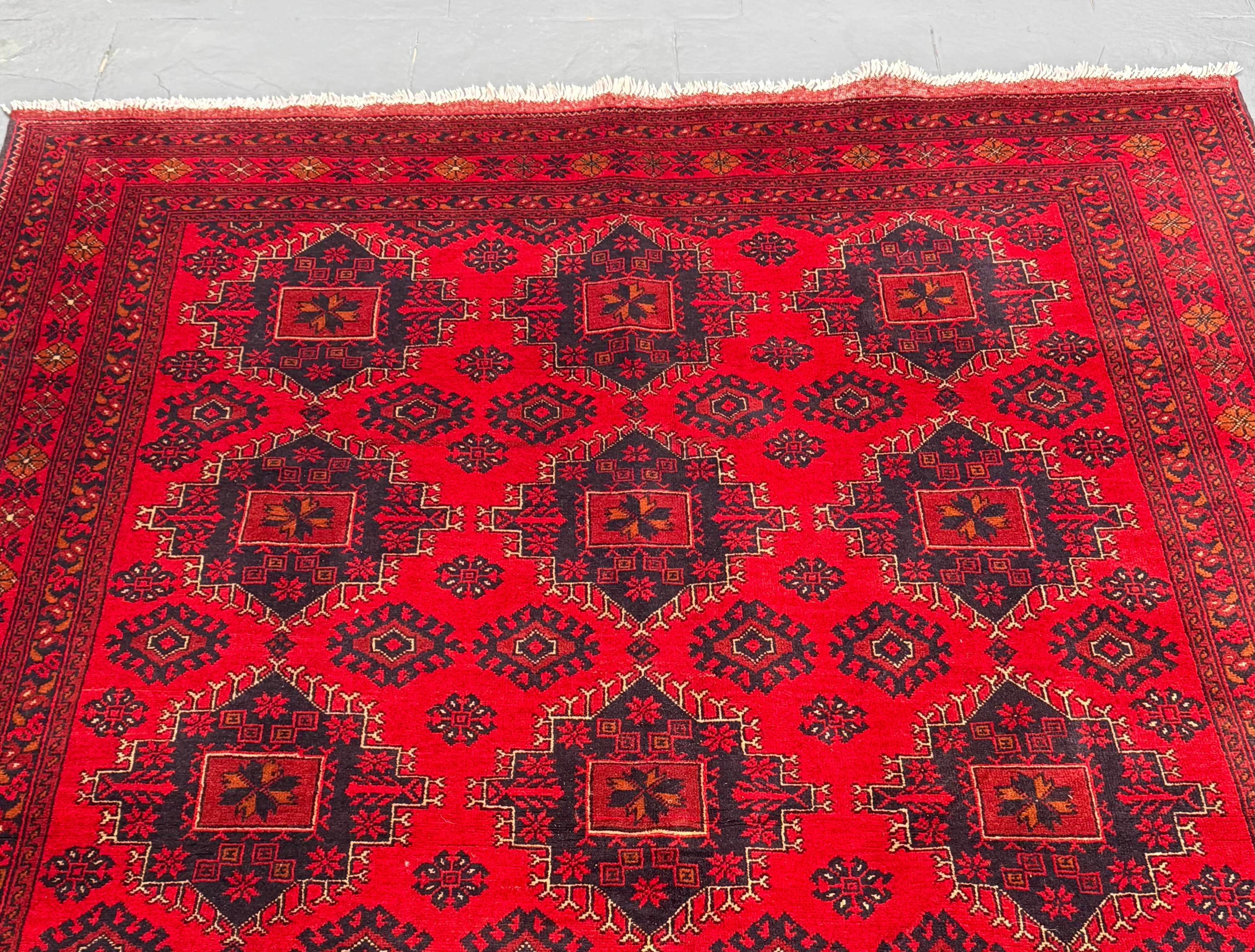 Handmade Afghan Red Khaal Rug, 298 x 198 CM