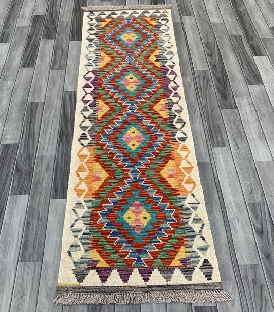Handmade Chobi Kilim Runner Rug Size: 202 CM x 63 CM KSS #194