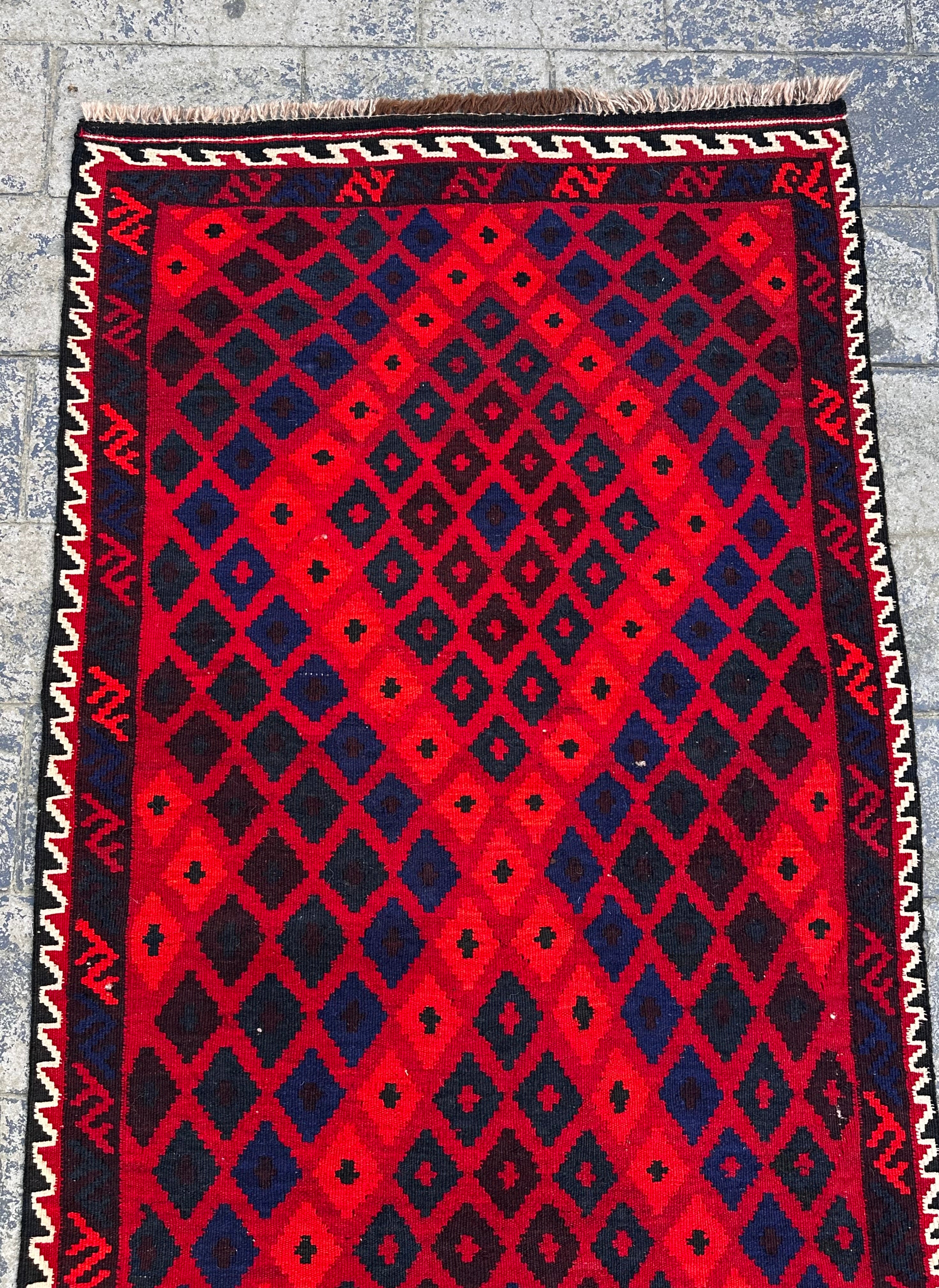 Handmade Afghan Traditional Geometric Kilim Runner Rug – 190 CM x 94 CM