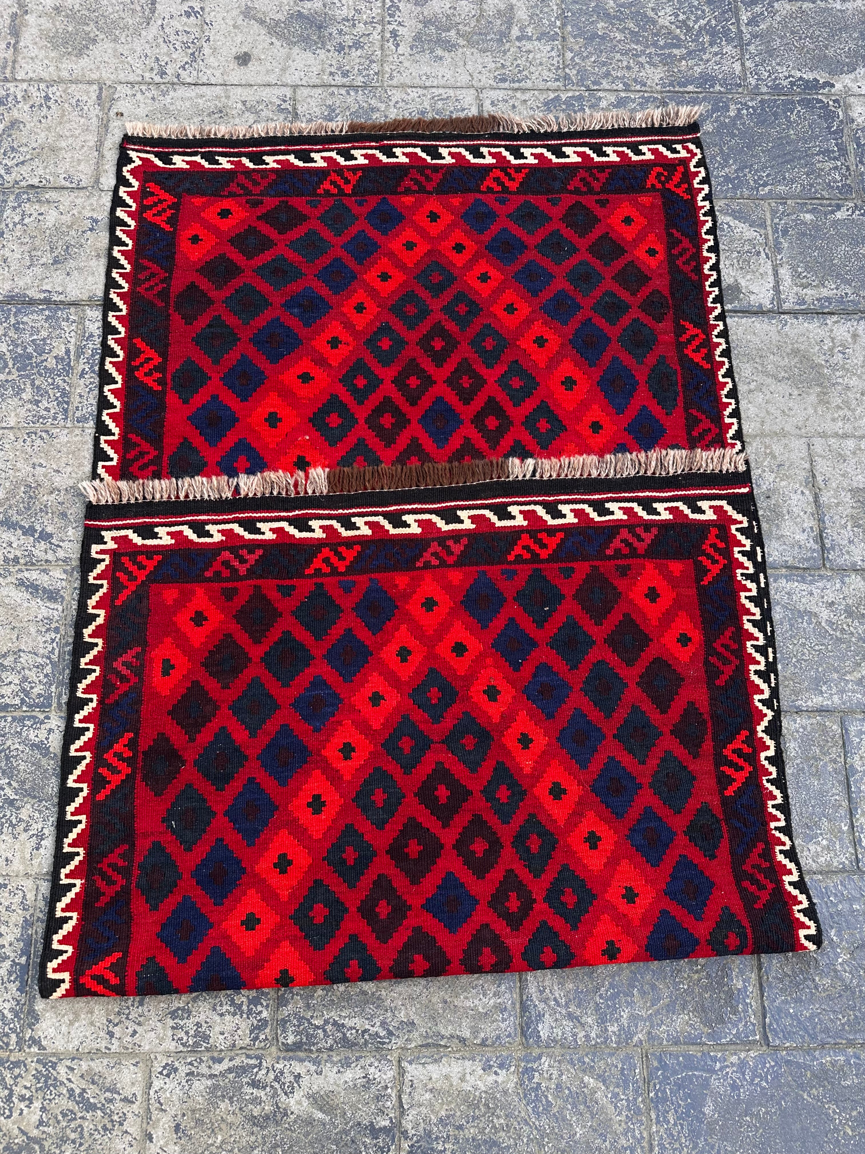 Handmade Afghan Traditional Geometric Kilim Runner Rug – 190 CM x 94 CM
