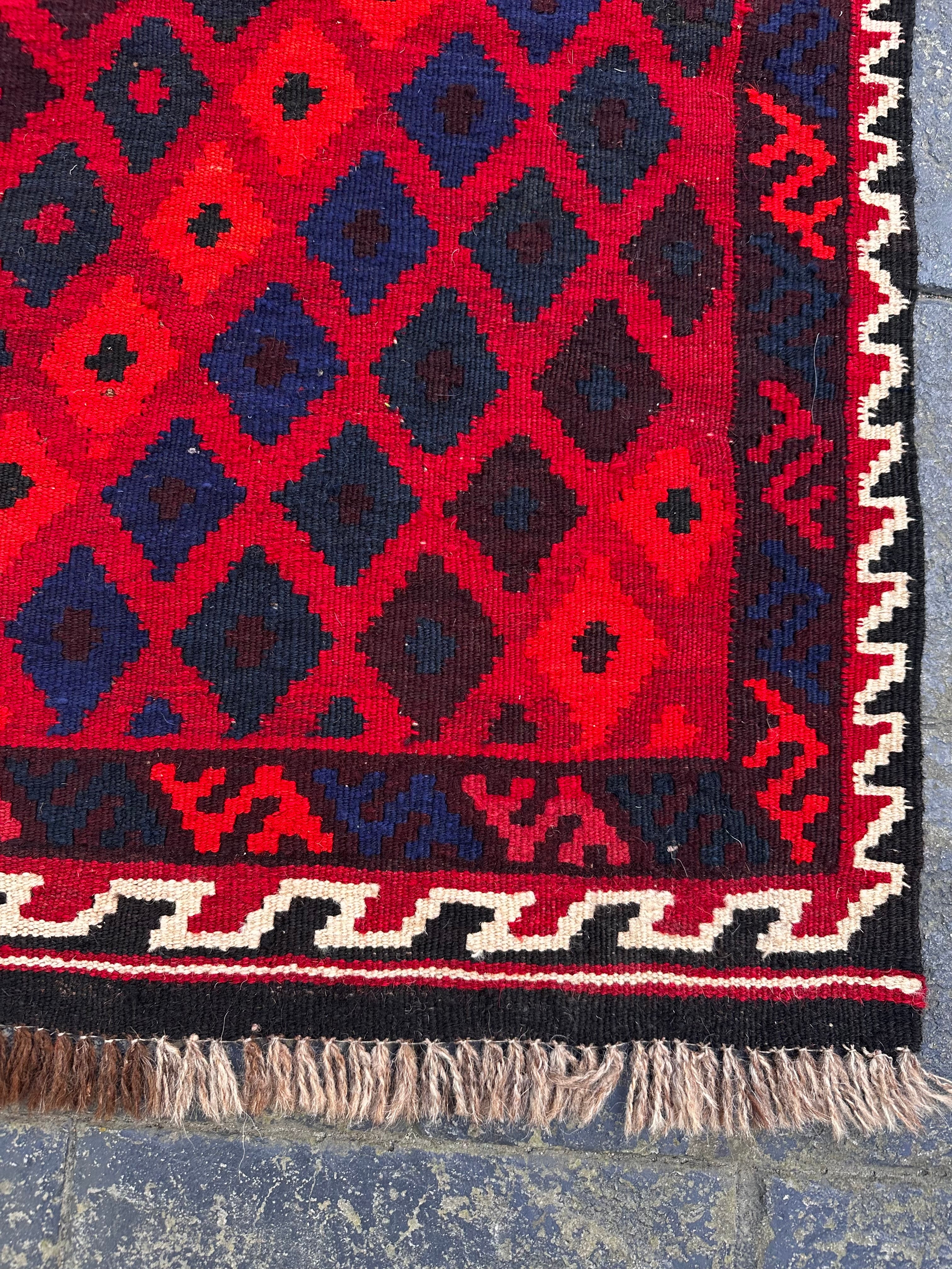 Handmade Afghan Traditional Geometric Kilim Runner Rug – 190 CM x 94 CM