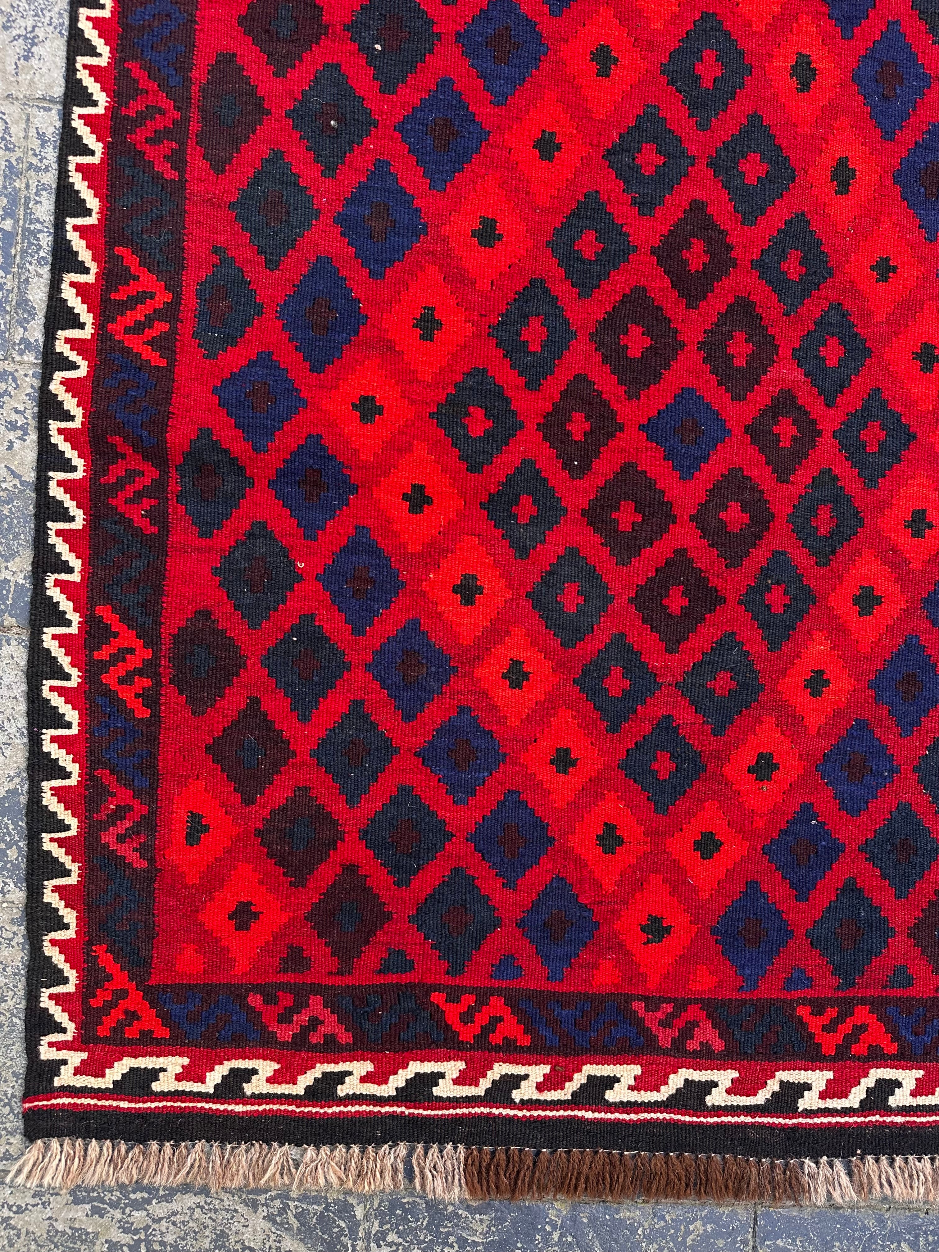 Handmade Afghan Traditional Geometric Kilim Runner Rug – 190 CM x 94 CM