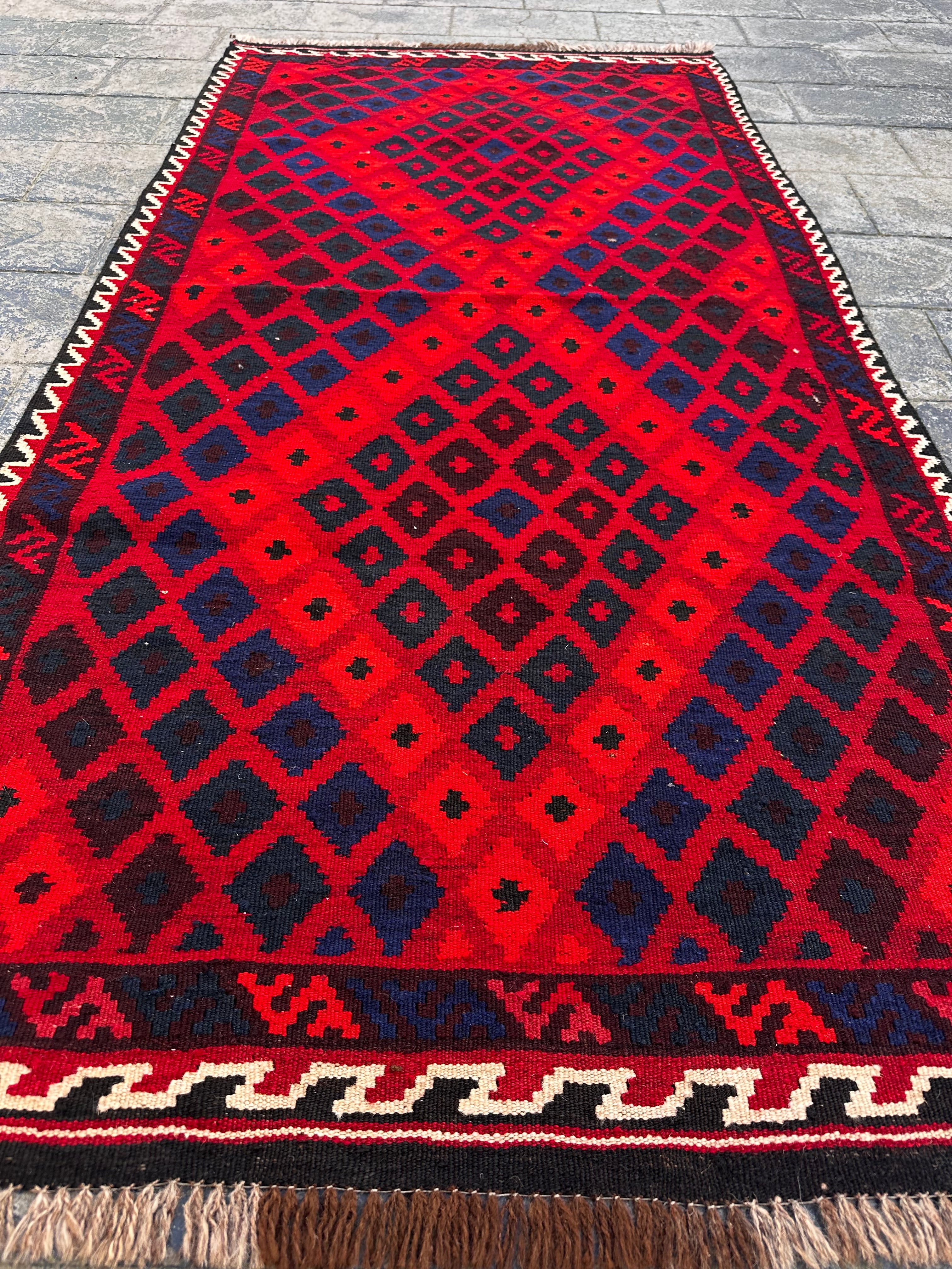 Handmade Afghan Traditional Geometric Kilim Runner Rug – 190 CM x 94 CM
