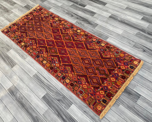 Handmade Fine Quality Meshwani Runner Rug 195 CM x 80 CM KAS # 970