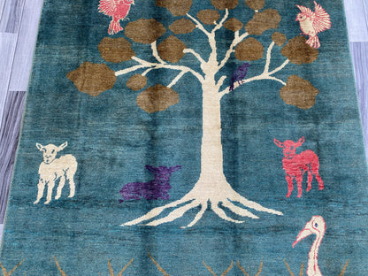 Hand knotted Chobi Pictorial Rug | 199 CM x 151 CM SK#495