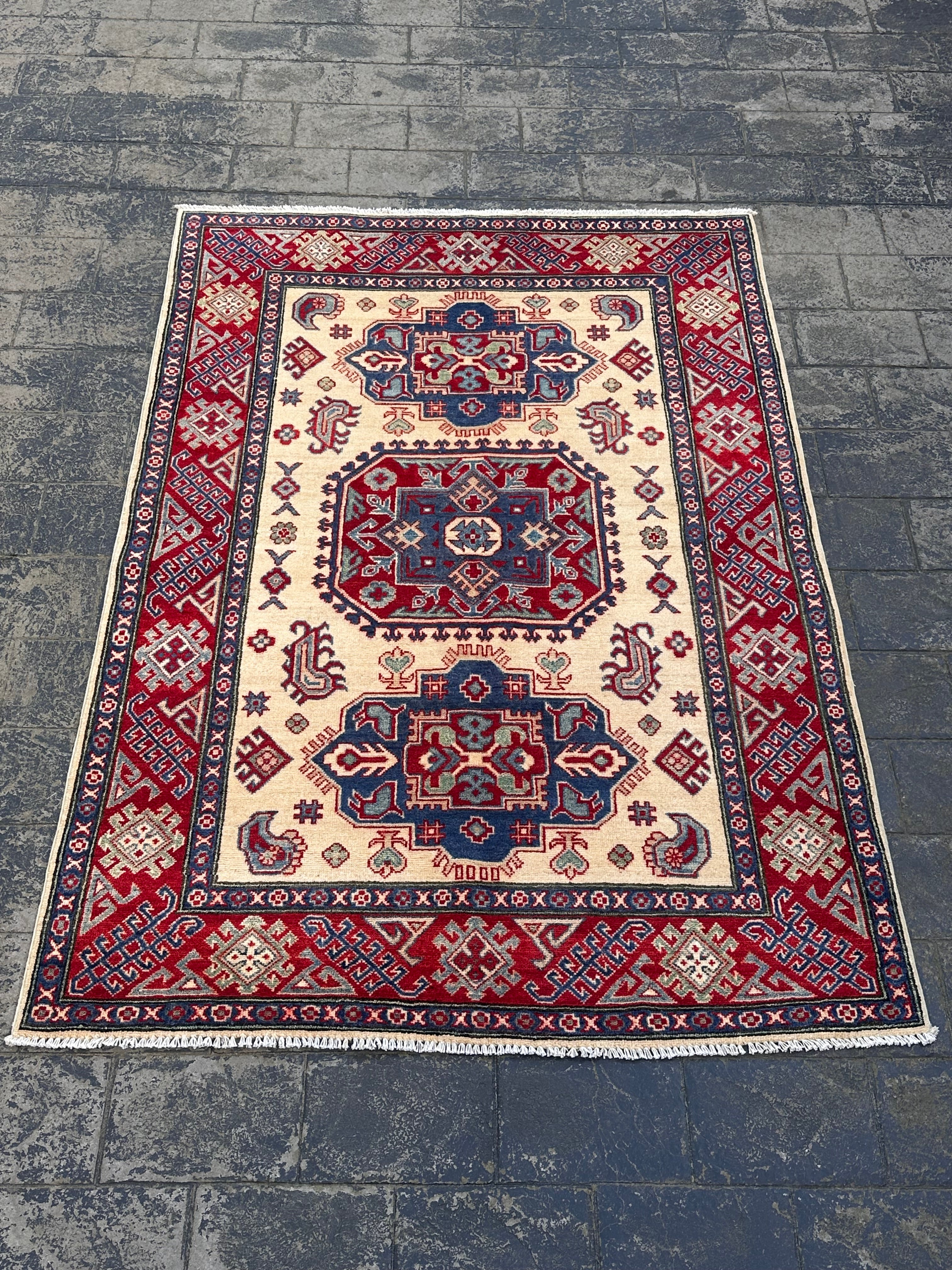 Handmade Afghan Kazak Rug  215 CM x 145 CM