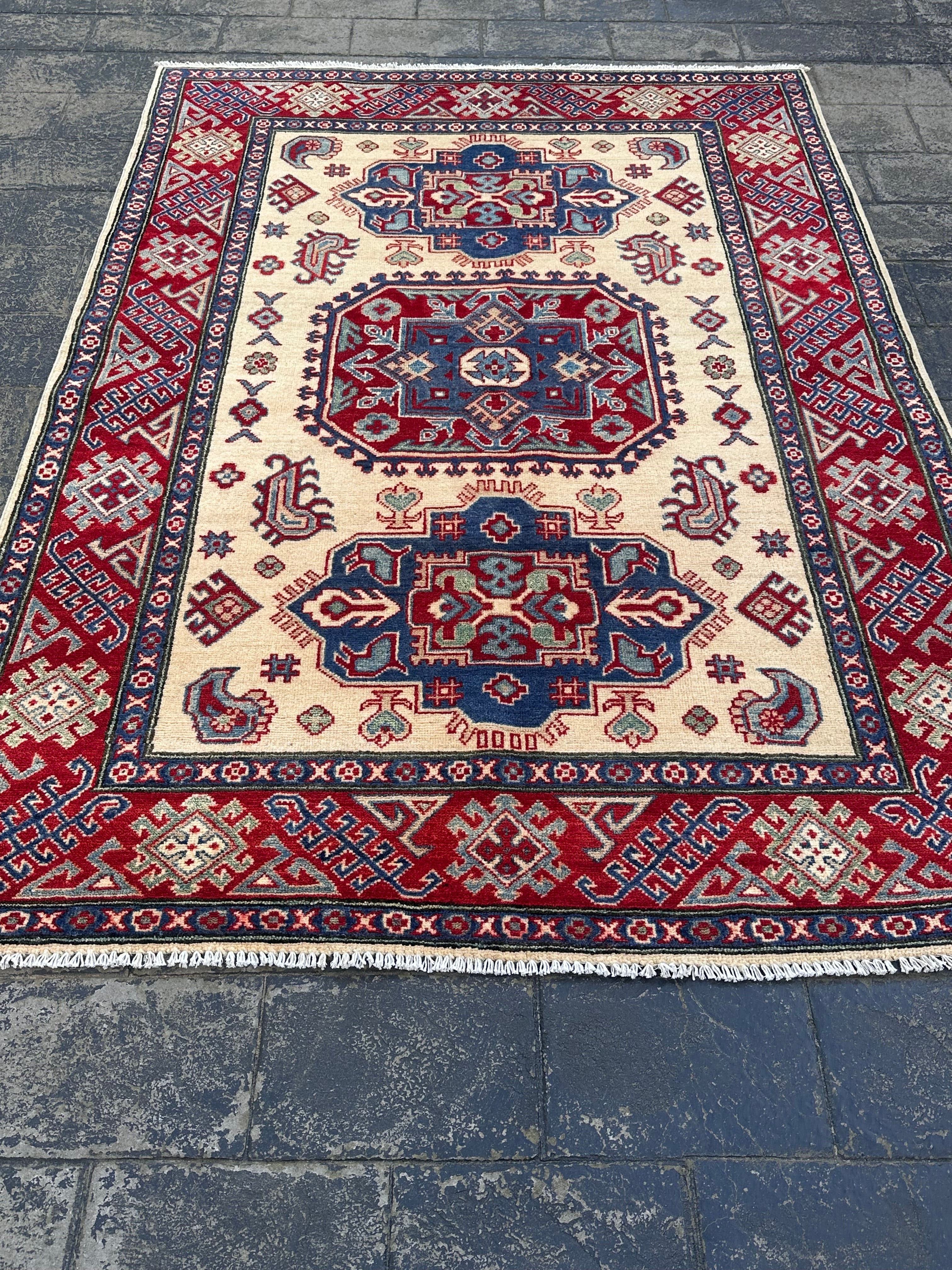 Handmade Afghan Kazak Rug  215 CM x 145 CM