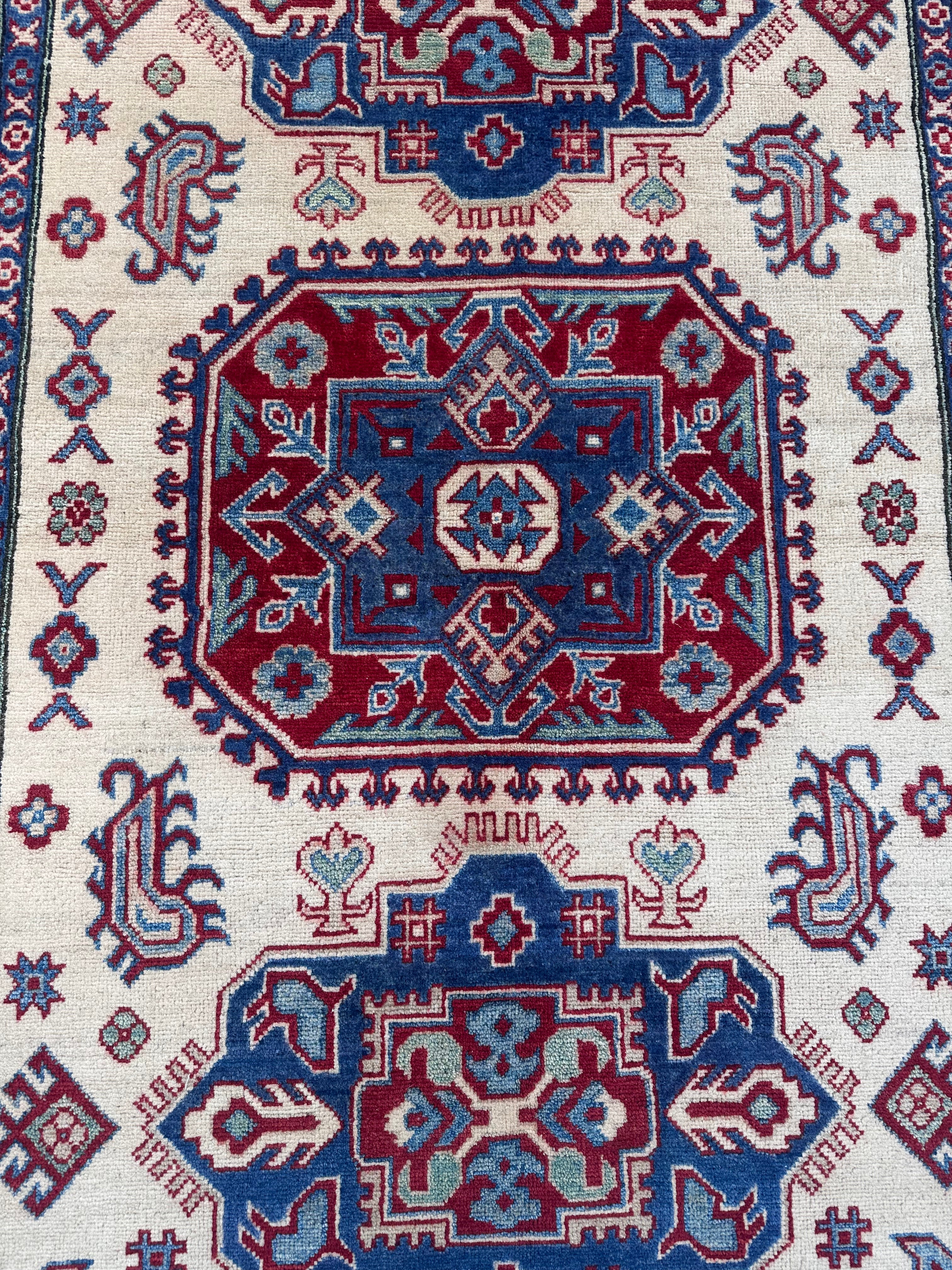 Handmade Afghan Kazak Rug  215 CM x 145 CM