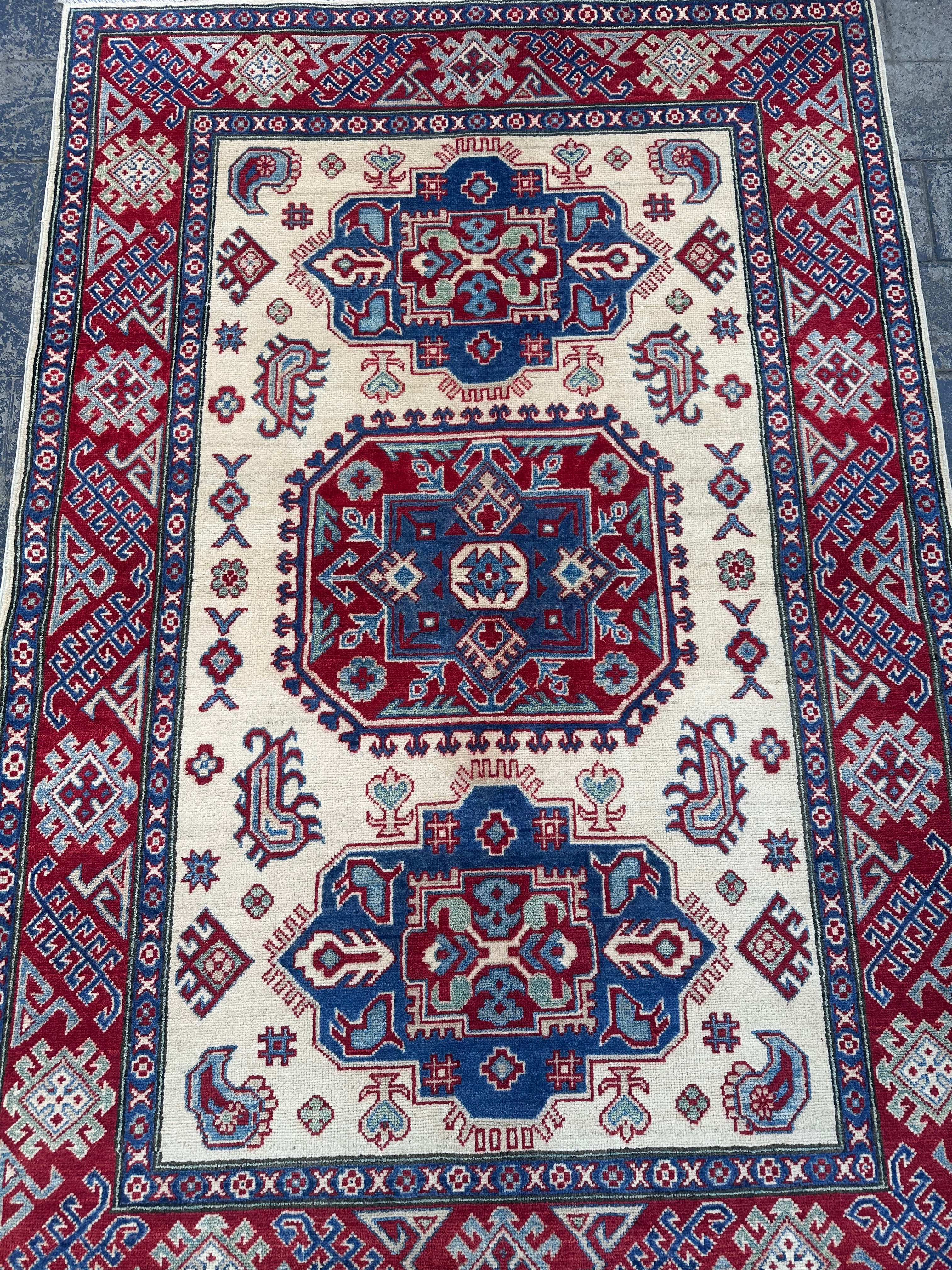 Handmade Afghan Kazak Rug  215 CM x 145 CM