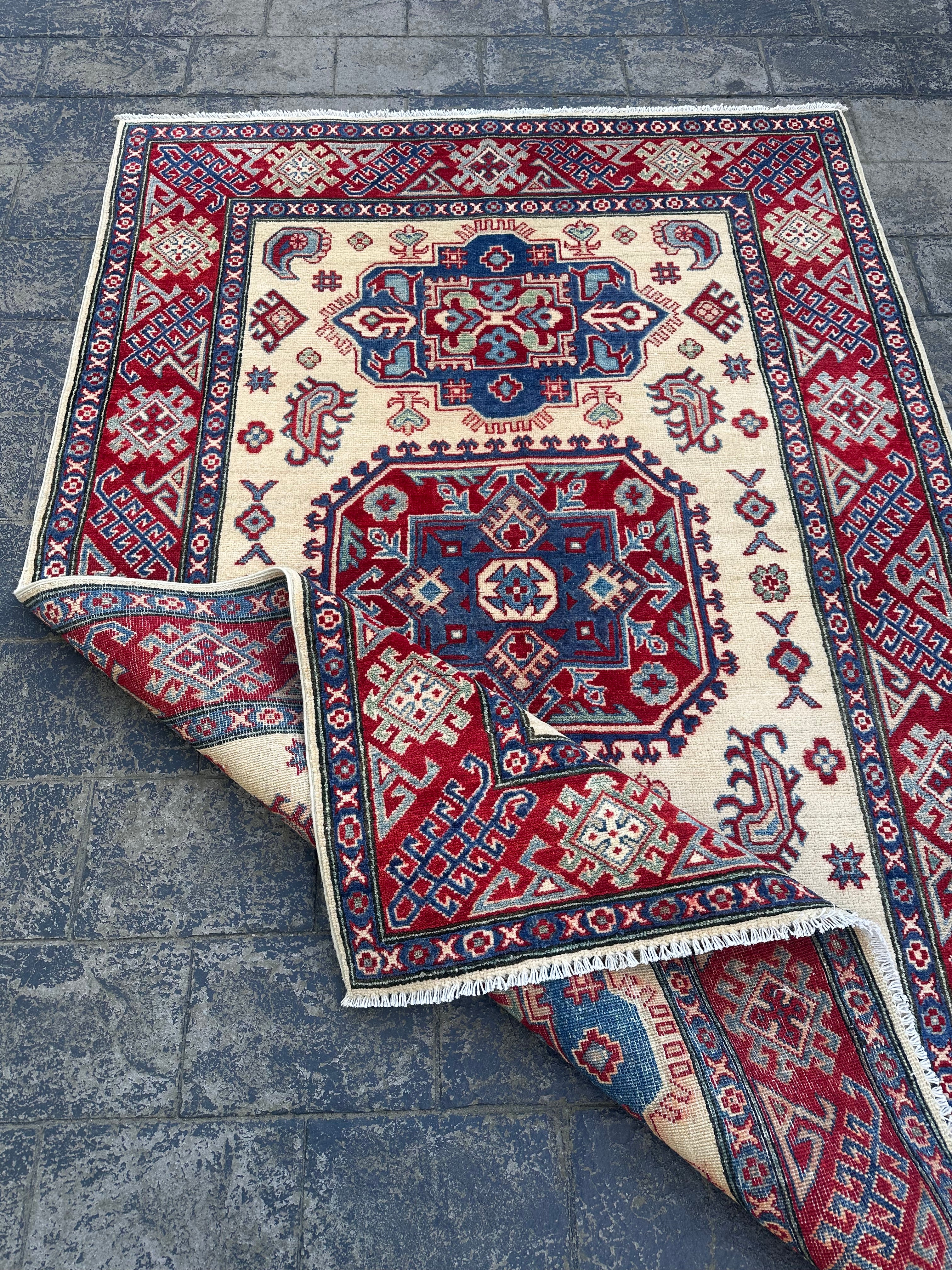 Handmade Afghan Kazak Rug  215 CM x 145 CM