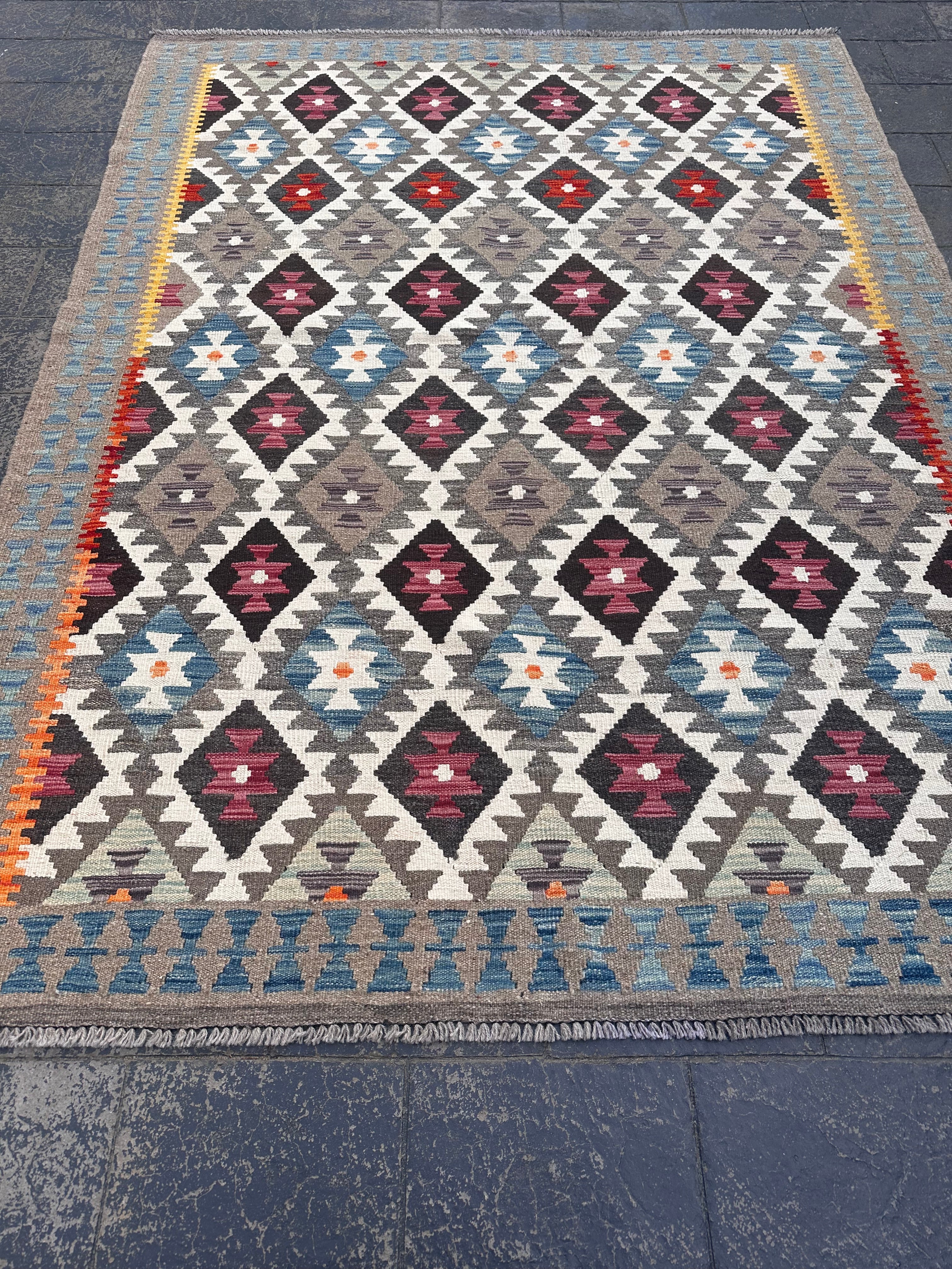 Handmade Afghan Chobi Kilim Rug, 223 CM x 163 CM