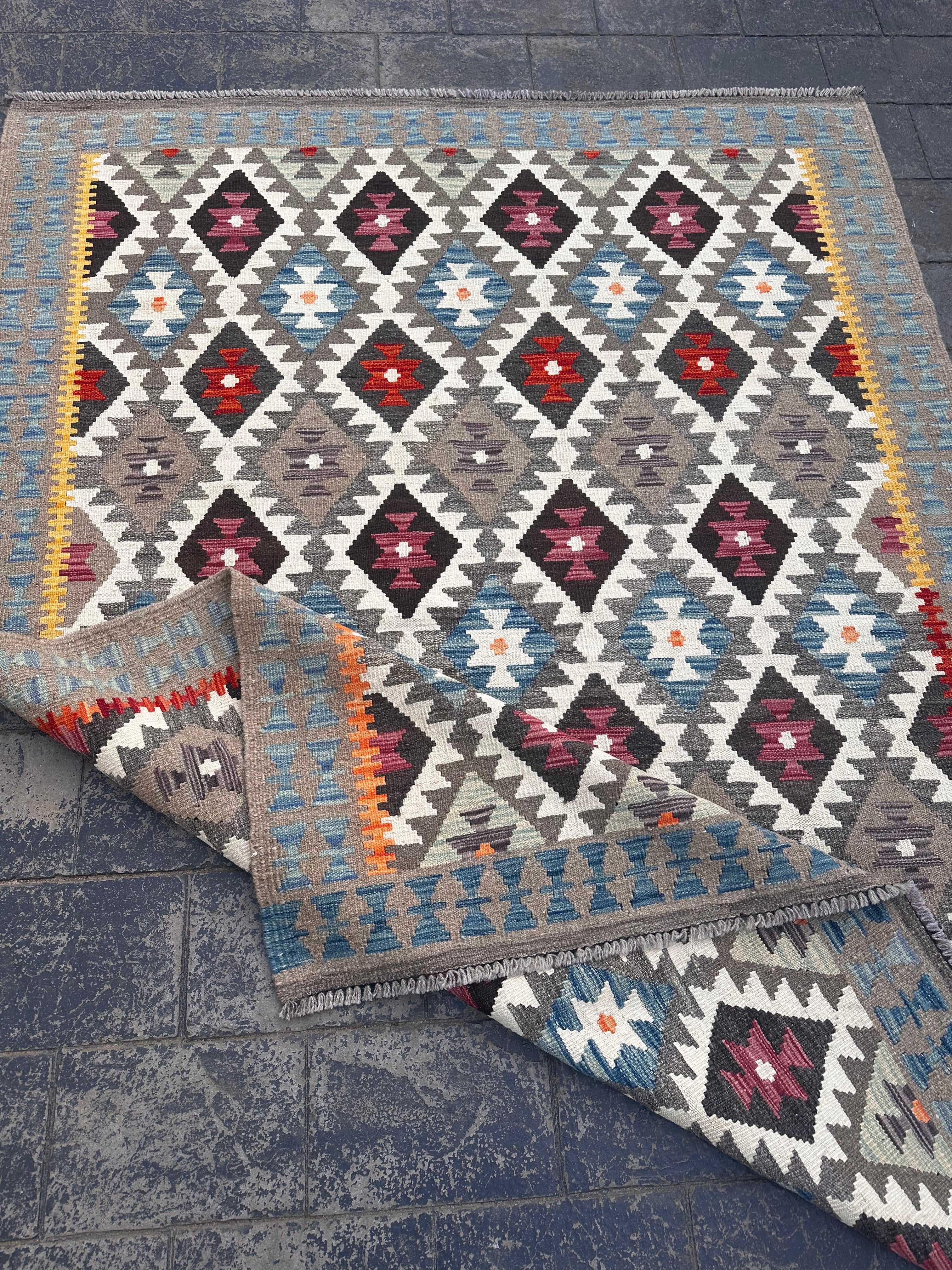Handmade Afghan Chobi Kilim Rug, 223 CM x 163 CM