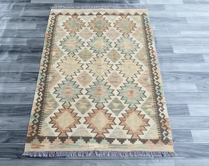 Handmade Afghan Chobi Kilim Rug 144 CM x  106 CM ( SS # 119)