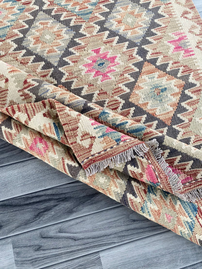 Handmade Afghan Chobi Kilim Rug 148 CM x  113 CM ( SS # 117)