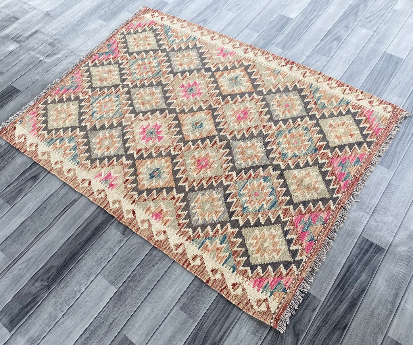 Handmade Afghan Chobi Kilim Rug 148 CM x  113 CM ( SS # 117)