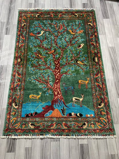 Handmade Chobi Pictorial Wool Rug  ( 180 CM x 120 CM ) SK#1056